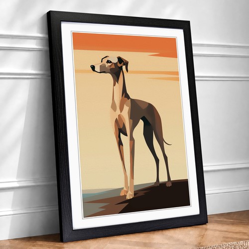 Whippet minimalism framed - whippet,
