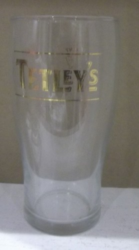 Tetley pint glass with - glass, gold