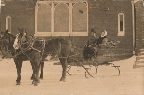 Rppc horse drawn - horse, couple