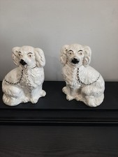 Chinese Porcelain Pair of Dogs Hand-Painted 8-inch High