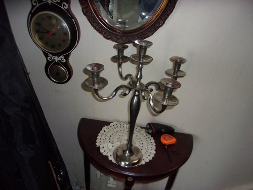 Aluminum silver candelabra - aluminum,