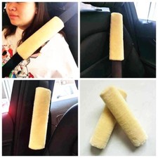 2Pcs Soft Faux Sheepskin Car Belt Pads Cover Seat Belt Strap Covers Shoulder Pad