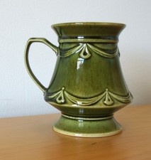 Vintage GREEN  FLECK HOLKHAM England Pottery T117 Mug Tankard Cup