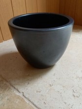 Grey Lustre Stoneware Planter Plant Herbs Pot Glazed Design Terracotta base 
