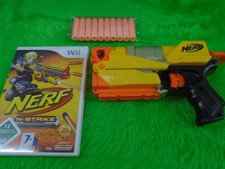 wii NERF-N-STRIKE + BLASTER GUN Attachment + 10 Bullets
