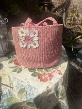 Dents Straw Bag with Flowers