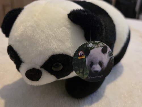 Black white panda plush soft - black,