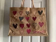 Sea Salt Jute Shopping bag with heart print