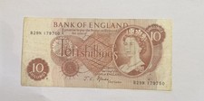 10 /- British Shillings Bank of England old  69s Banknote  excellent condition 