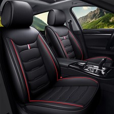 Full Set Car Seat Covers Black Red 5 Seats Cushions Pu Leather Waterproof Pad