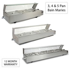 Bain Marie Electric Warmer 3 4 5 Pan Pots Commercial Catering Display Wet Well
