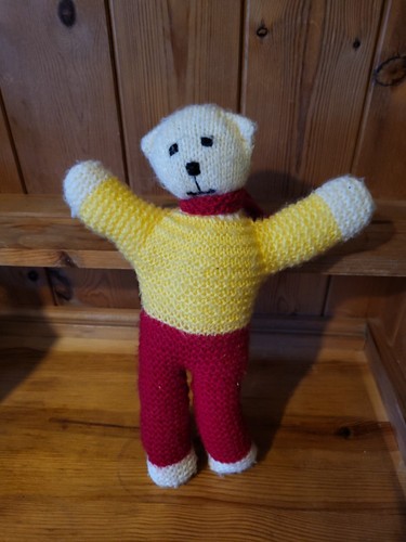 Hand knitted teddy - knitted, soft