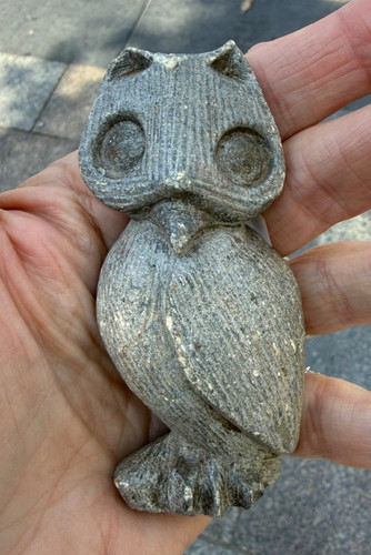Hand carved soapstone owl - carved,