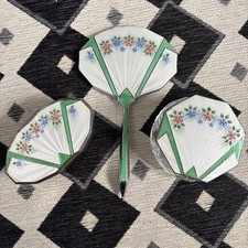 VTG Guilloché Enamel 20s 30s Dressing Table Set Art Deco Prop Vanity Set Trinket