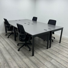 Mix & Match Single Bench Desk w/ Modesty Panel, W1400 x D800mm, Anthracite / ...