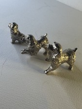 Vintage Set of 3 Cast Pewter miniatures Figurines Cavalier King Charles Spaniels