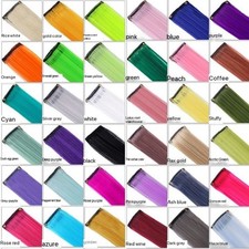 2x Long Clip In Hair Extensions Multi Colour Rainbow Highlight Streaks Festival