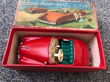 1950s SCHUCO Radio 4012 Wind Up Tin TOY CAR w/Key BOXED 6" Great Condition Works
