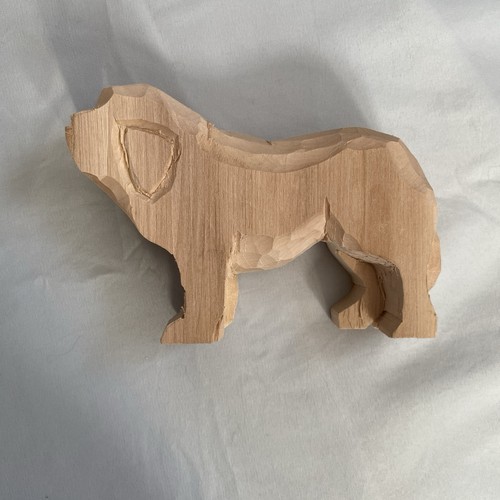 Hand carved wooden dog - carved,