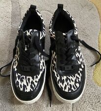 Women's River Island Wedge Leopard Print Lace Up Trainers Size UK 4 EUR 37