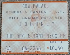 JOURNEY CONCERT TICKET LIVE at COW PALACE SAN FRANCISCO US TOUR 1981 STEVE PERRY