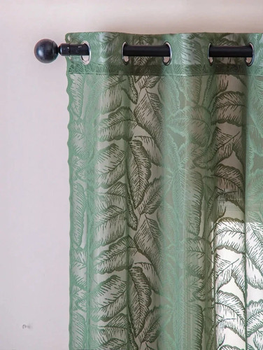 Leaf print voile curtains pair - voile,