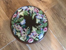 small round footstool tapestry