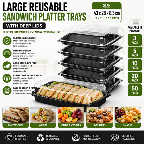 Large reusable black sandwich - reusable,
