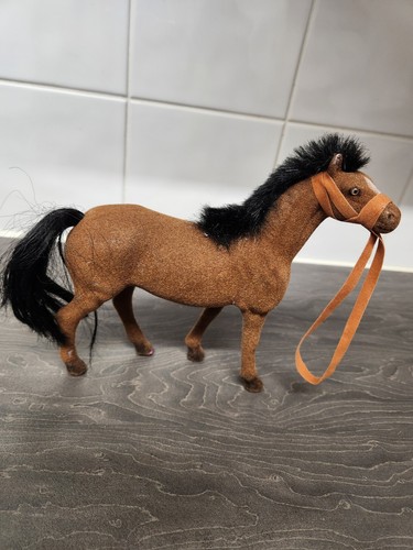 Vintage flocked horse figure - flocked, +