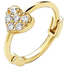 9ct yellow gold heart earring cubic zirconia upper ear helix cartilage new