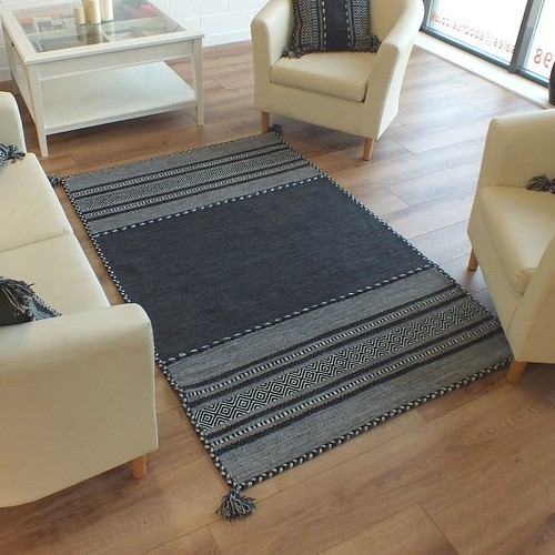 Kelim ethnic rug charcoal - ethnic,