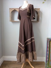 Vintage 70s western prairie cotton dress boho hippie cottagecore XS S UK 6-8