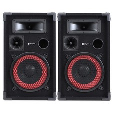 Max XEN 3508 Red 8" Passive DJ Speakers Pair 500W for Parties & Events