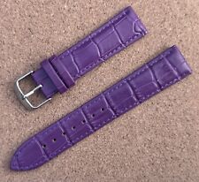 20mm New Purple Leather Watch Strap With Stainless Steel Buckle