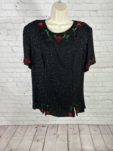 Nwt vtg scala black beaded - nwt,