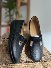 Hotter Shoes SUNSET UK 4.5 EXF Extra Wide Black Leather Flat Shoes New