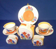 Clarice Cliff Bizarre Crocus Pattern Tea For Two Tea Set Ltd Edition VGC