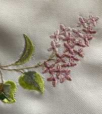 Chairbacks / Antimacassars ( PACK OF 2 ) Cream / Pink Hyacinths Cut Out Detail