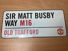 Manchester United Sir Matt Busby Way M16 Metal Football Sign 40x18cm 1997 Mu Ltd