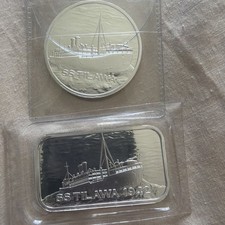 SS Tilawa Coin And Bar 1oz Fine shipwreck Silver Bullion
