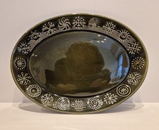Portmeirion TOTEM Green Oval Serving Platter Plate 1960s Susan Ellis Williams