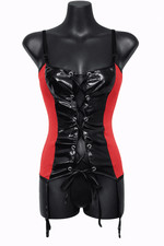 Ladies Red & Black PVC Lace-Up