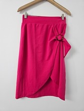 Simply Be Pink Fuchsia Mock Wrap Skirt Sarong Buckle Midi Knee Length Size 12