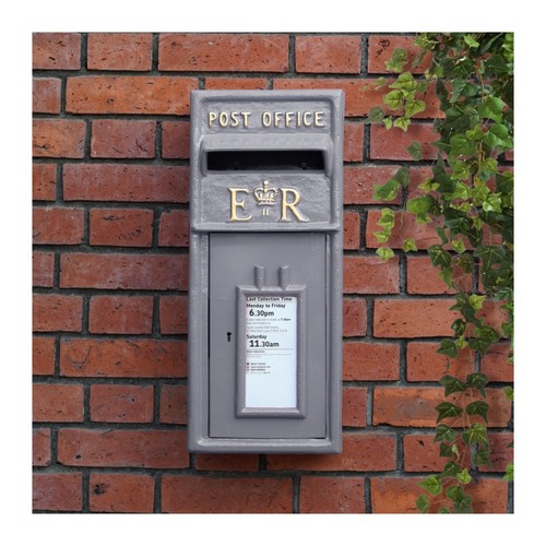Post box grey with lock - post, wall
