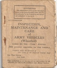 WW2 Inspection & Maintenance Booklet. Army Wheeled Vehicles, 1943. 2 foldouts