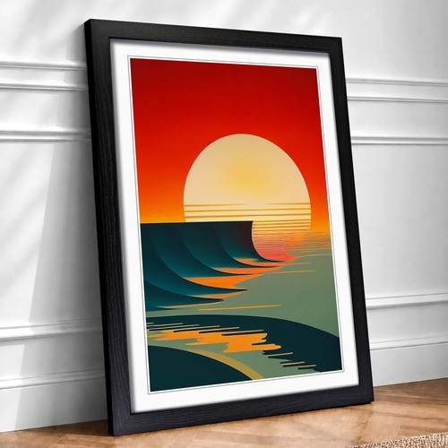 Art deco ocean - deco, sunset