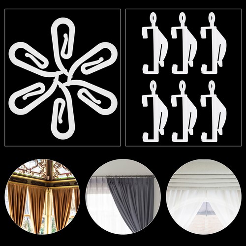 White plastic curtain hooks - white,