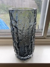Vintage Geoffrey Whitefriars pewter/grey colour bark vase dating from 1960s.
