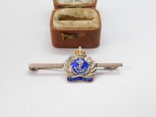 WWII-era Sterling Silver & Enamel Royal Navy Sweetheart Brooch c1940 Antique