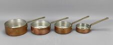 Antique Vintage COPPER Tin Lined BRASS Handled MEASURING CUPS - Set of 4